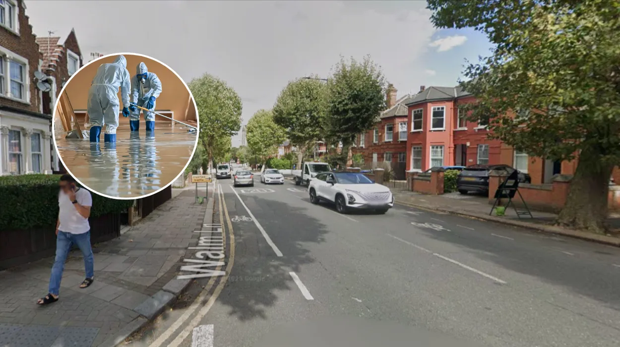 West London Burst Pipe Floods Walm Lane for 4 Days